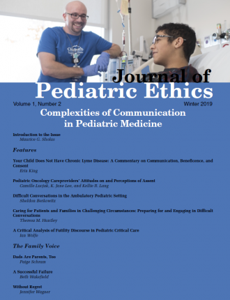 Journal of Pediatric Ethics - winter 2019 cover