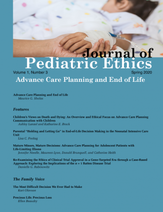 Journal of Pediatric Ethics, Spring 2020 issue cover