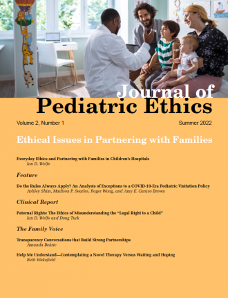 Journal of Pediatric Ethics Summer 2022 issue cover
