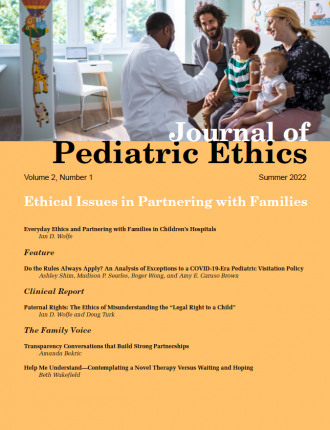 Journal of Pediatric Ethics - summer 2022 cover