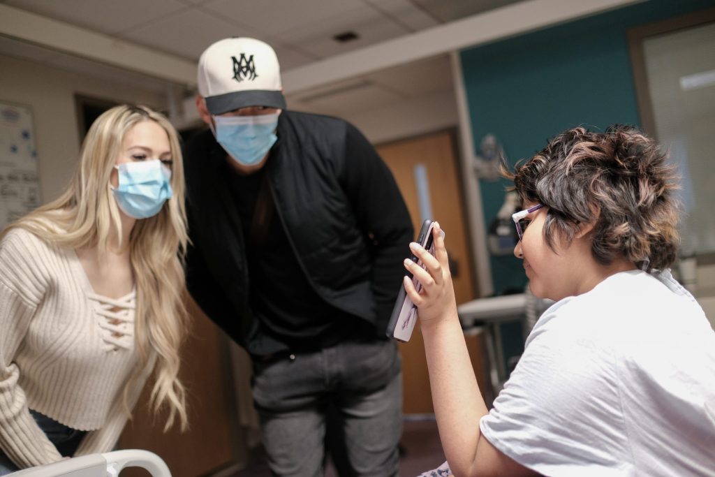 Carlos Correa visiting a Children's Minnesota patient at the bedside