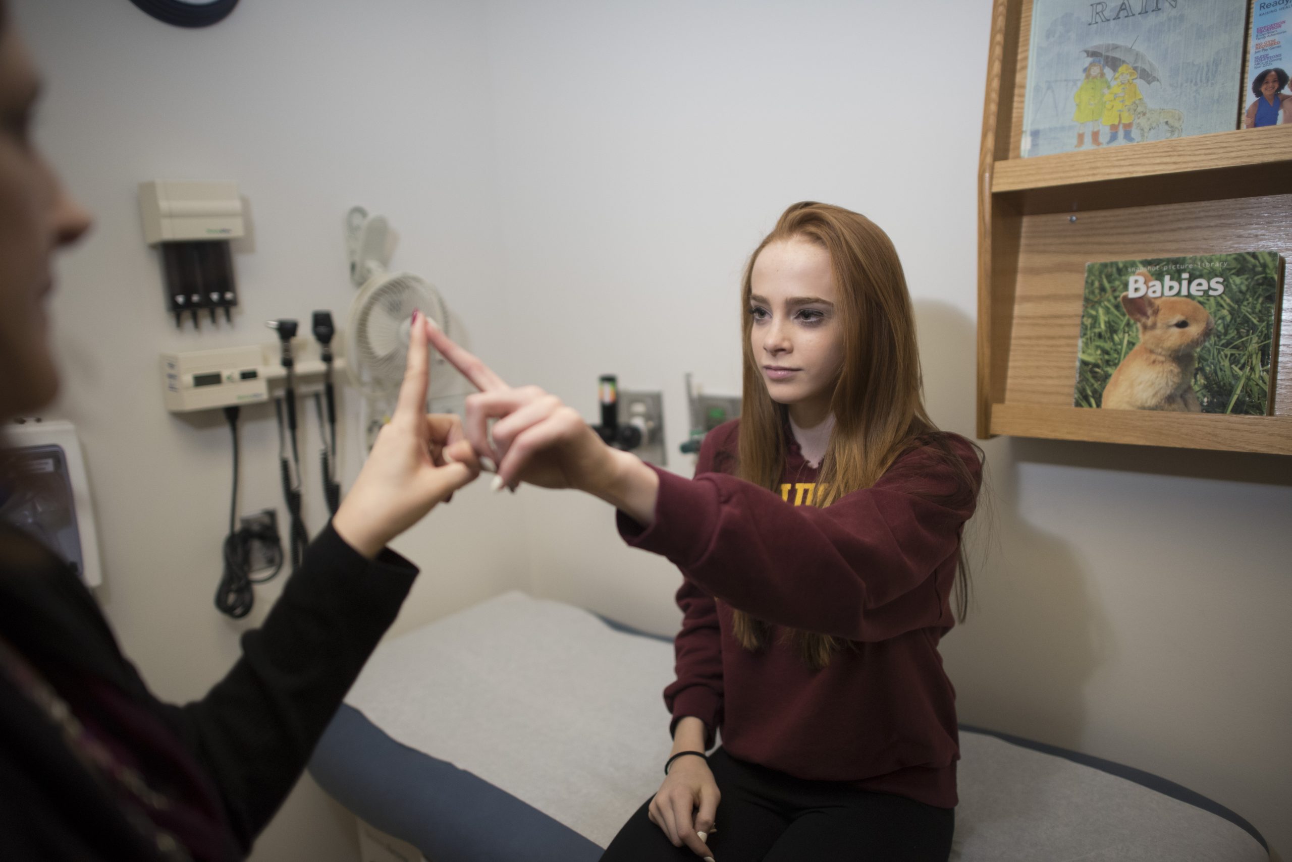 Teenager getting their vision checked at the doctor