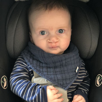 Austin in his car seat