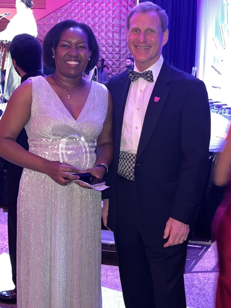 Caroline Njau and Dr. Marc Gorelick, president and CEO of Children's Minnesota, at Celebrating the Sistas Awards Ceremony.