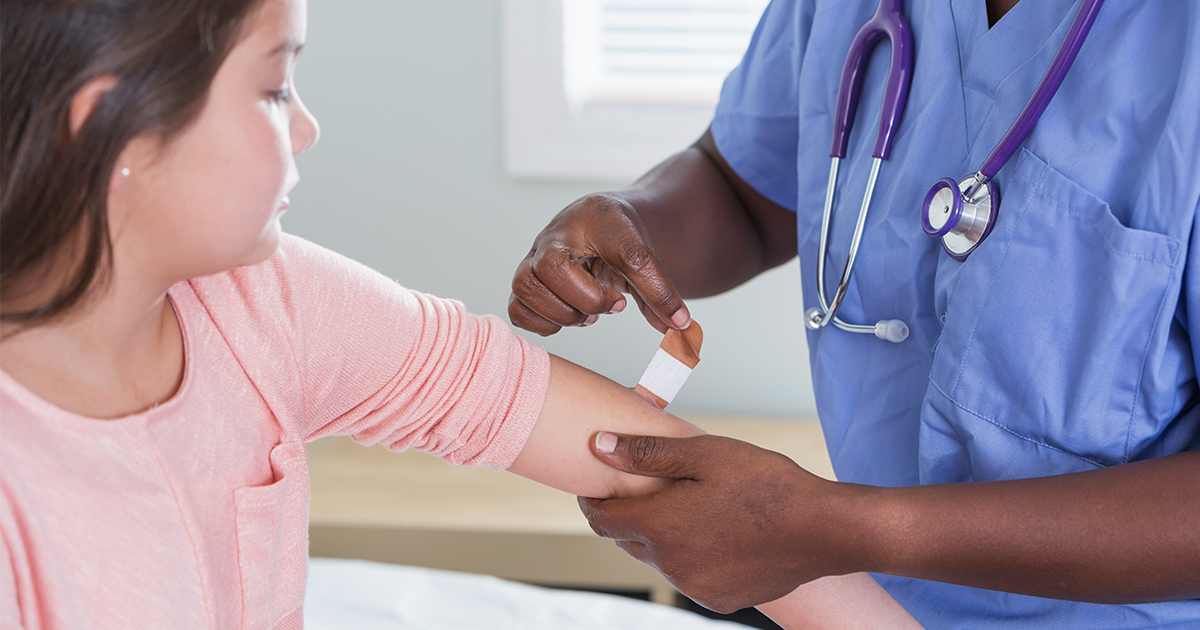 Child getting a flu shot