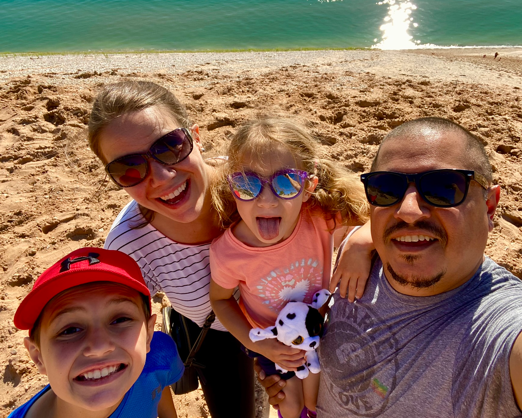 Christie and her family on the beach