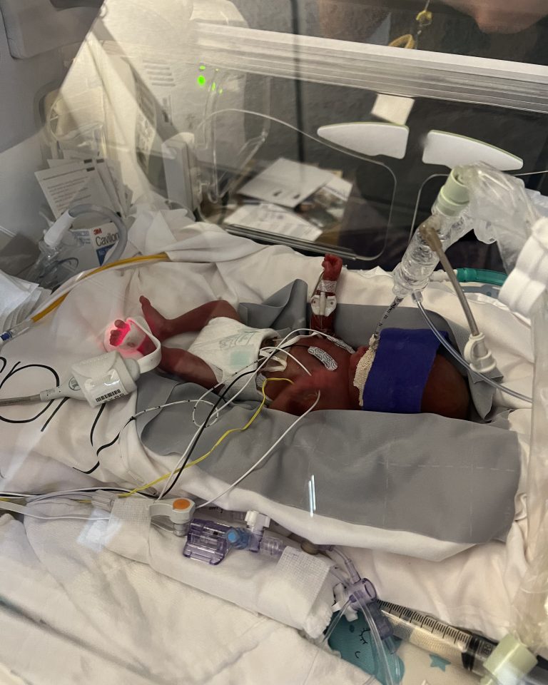 Baby Clifford in NICU bed