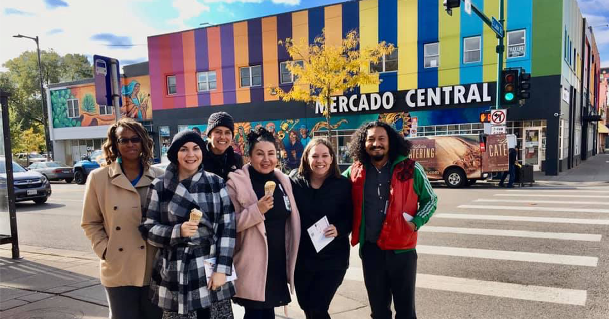 Group of Children's Minnesota employees outside of Mercado Central