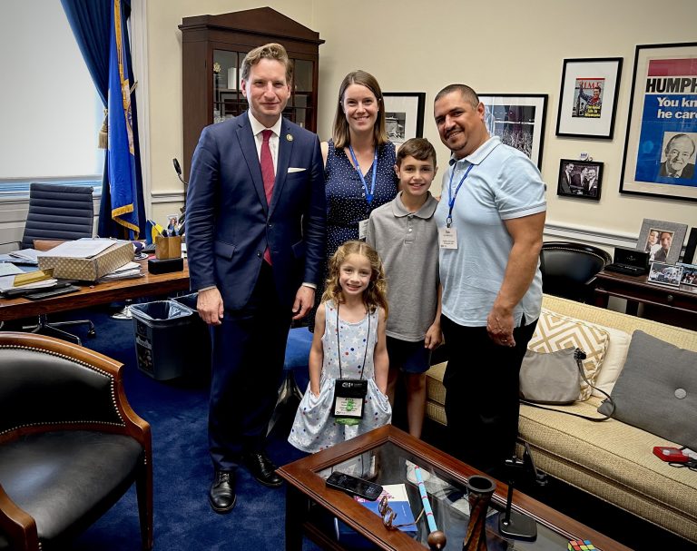 Alexa, her mom, Christie, dad Gus, brother, Jackson, with Rep. Dean Phillips.