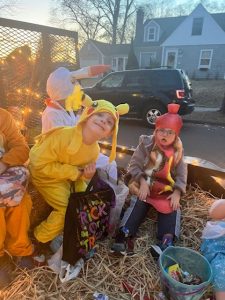 Declan outside on Halloween