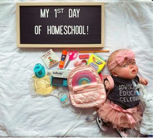 Esther's first day of homeschool