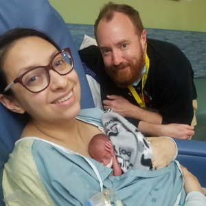 Mindy's first time holding baby Javier