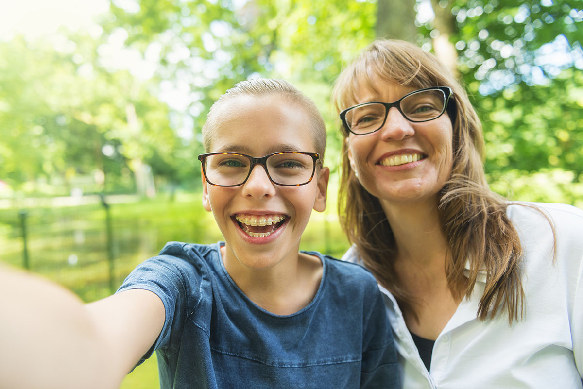 Mother and child smiling