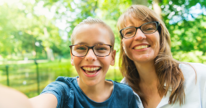 Transgender child with mother.