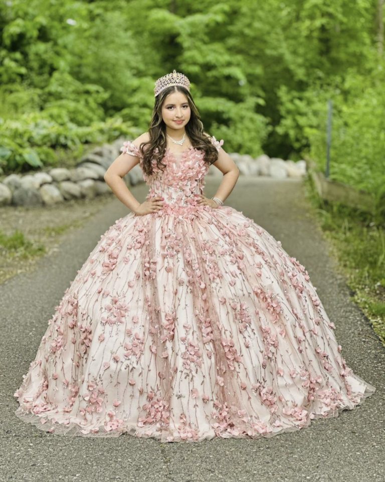 Genesis in her quinceanera dress