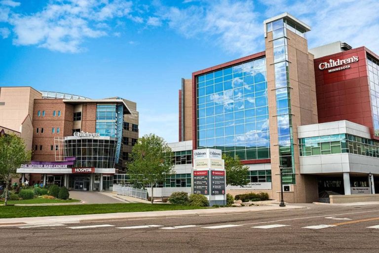 Exterior view of Children's Minnesota hospital in St. Paul, Minnesota.