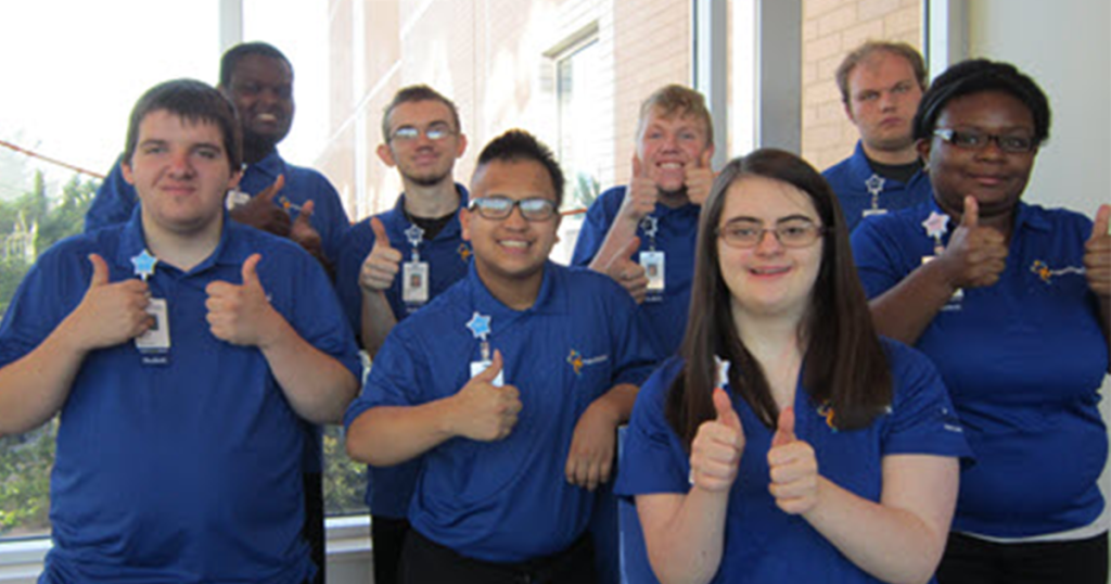Group of Project SEARCH interns giving thumbs up