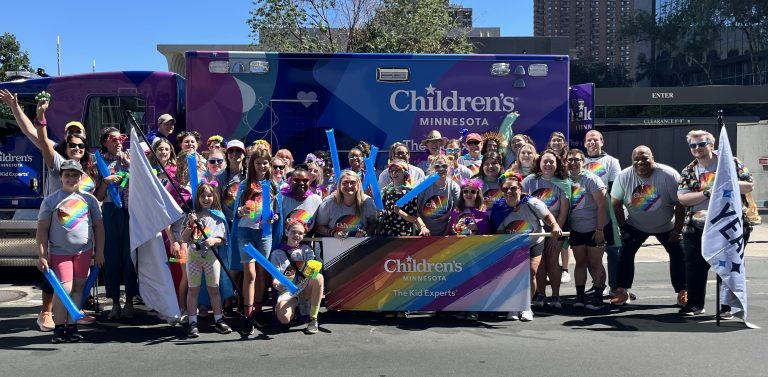 Group of Children's Minnesota staff at the 2024 Twin Cities Pride Festival