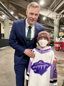 Jack, a Children's Minnesota patient, got to meet Mikko Koivu during Mikko's jersey retirement ceremony
