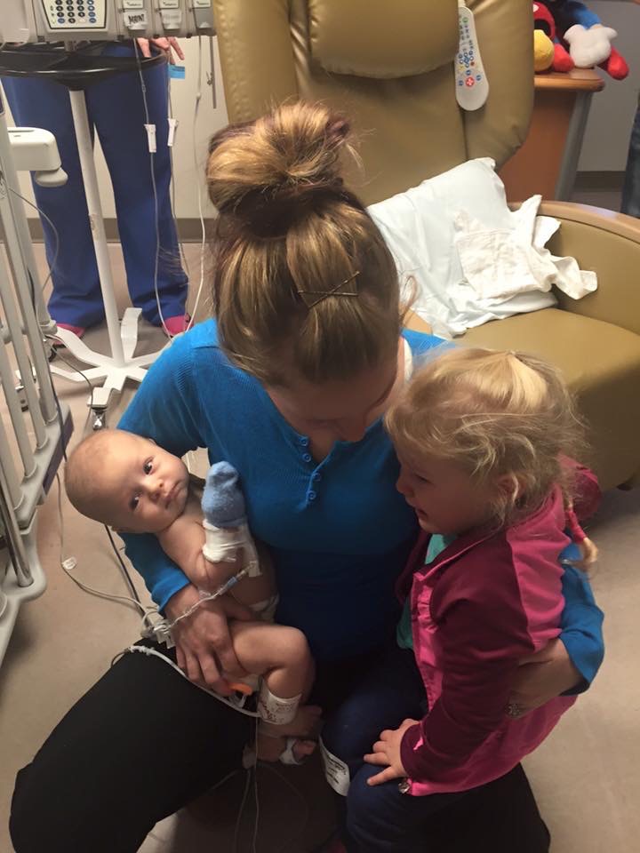 Shelby in the hospital with Charlie and her other child