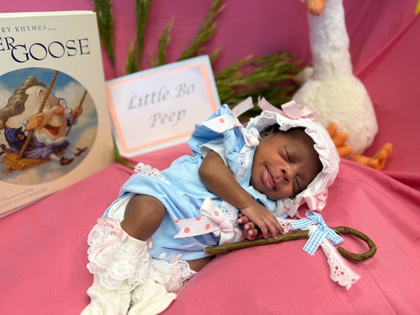 NICU baby dressed up as a Sheep Shepherd for Halloween