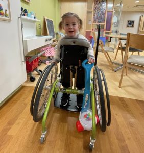 Sydney uses a wheelchair during rehab