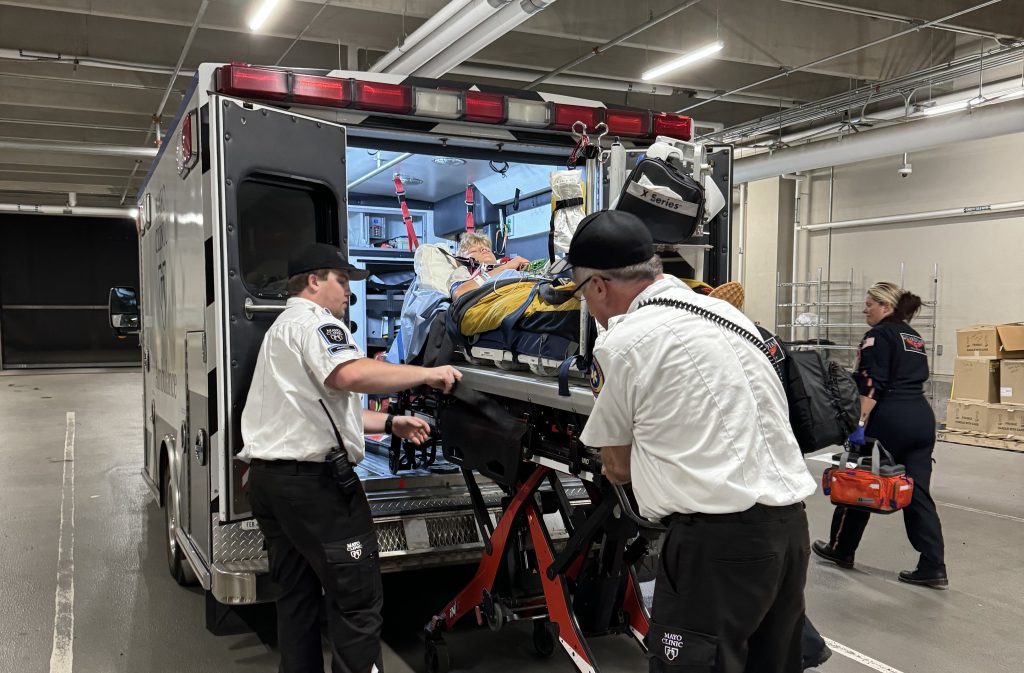 Asa in an ambulance during transport to Children's Minnesota.