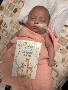 Ruby in the hospital breathing on her own