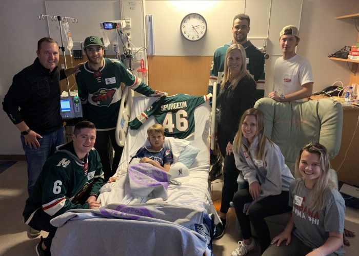 Minnesota Wild players visiting patients and families at Children's Minnesota