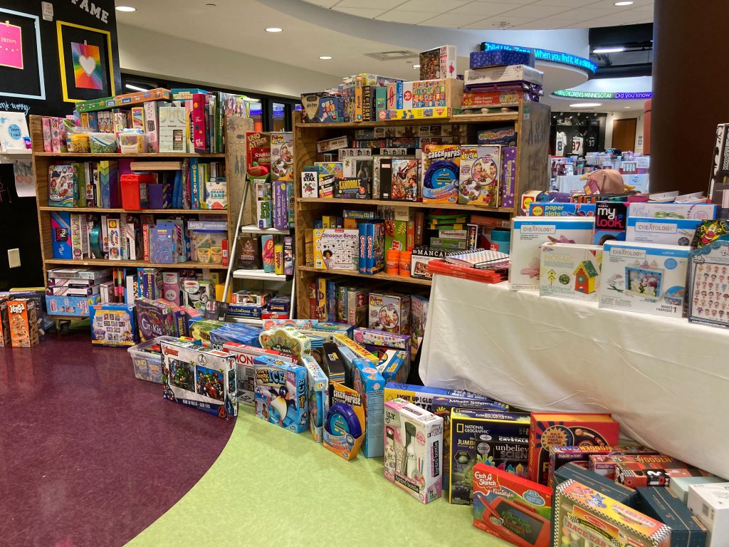Lots of games stacked up for the holiday toy shop