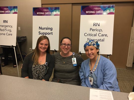 Nursing support and RN booths at the internal career fair