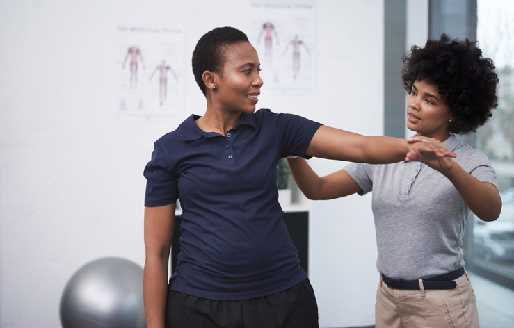 Female patient at physical therapy appointment