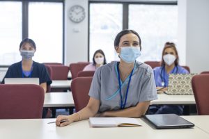 Medical student in class