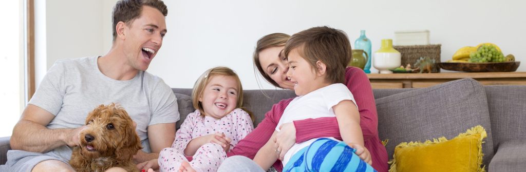 family on couch