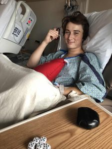 Josh in hospital bed