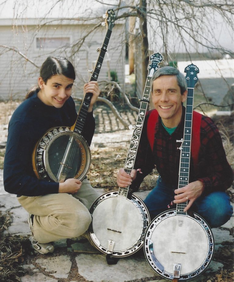 Peter and his dad, Jack, with their banjos.