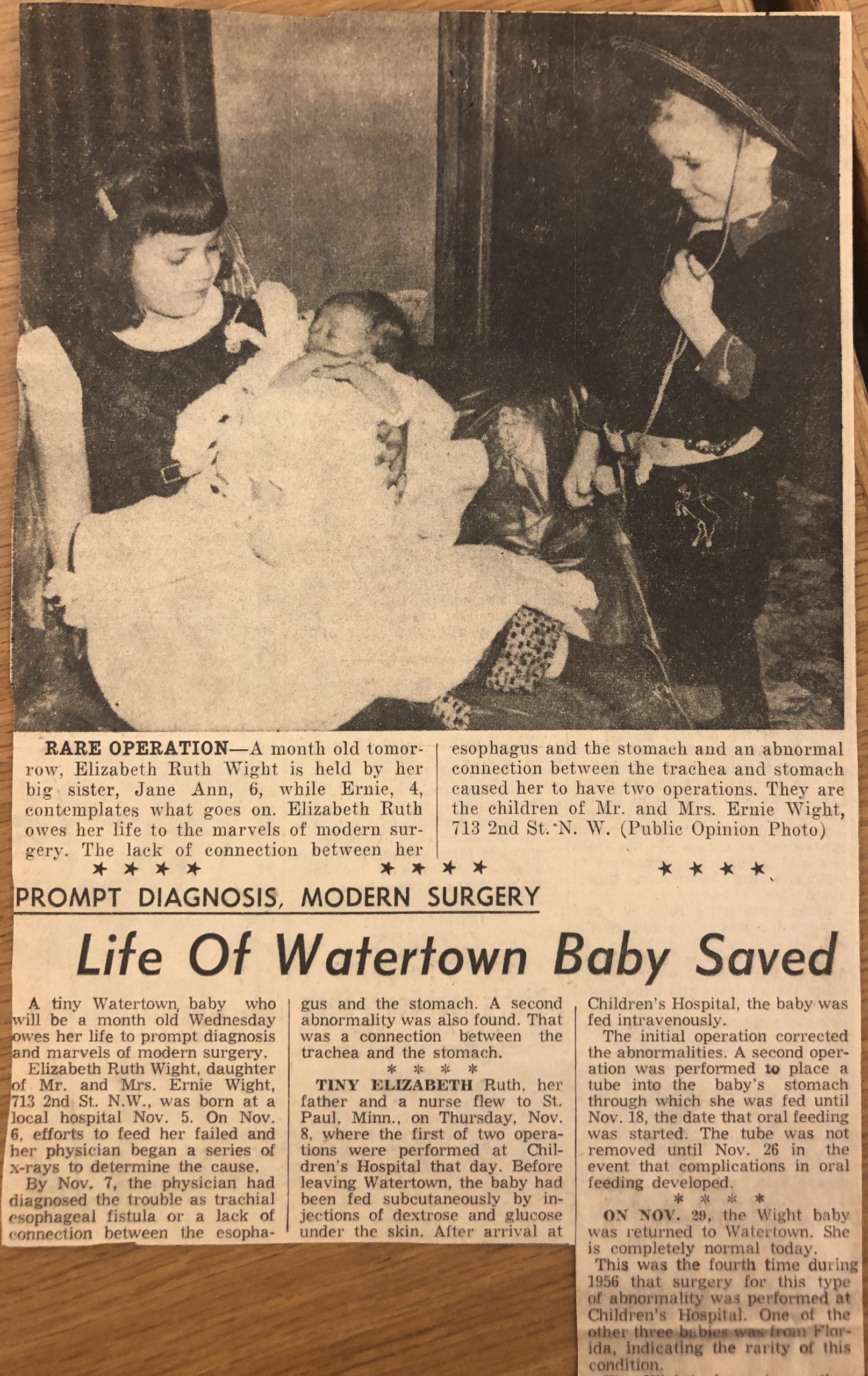 1956 newspaper article