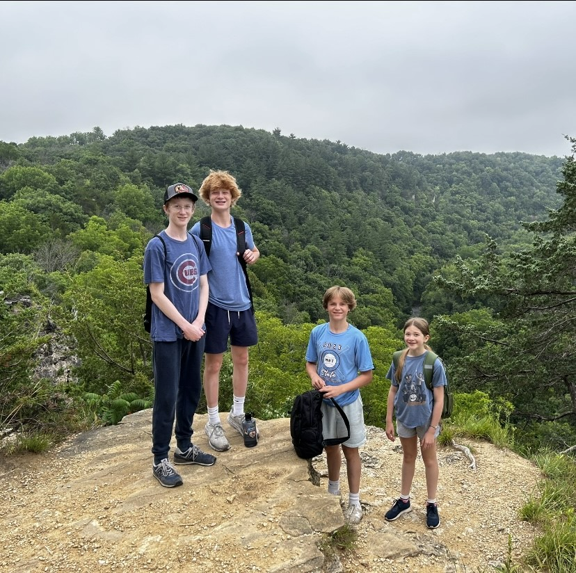 Left to right: Atticus (brother), Dietrich (brother), Lincoln, and Thea Belle (sister) at Whitewater State Park.