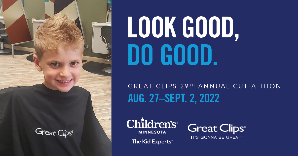 Kid getting haircut during the Great Clips cut-a-thon