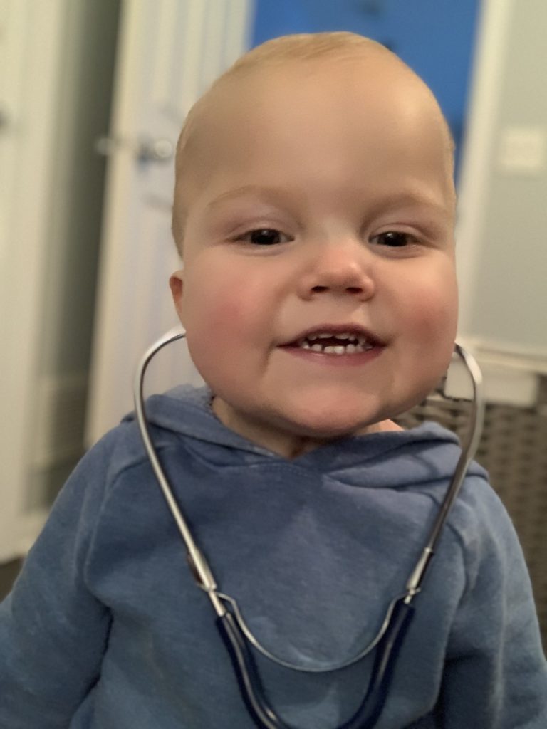 Matthew with a stethoscope