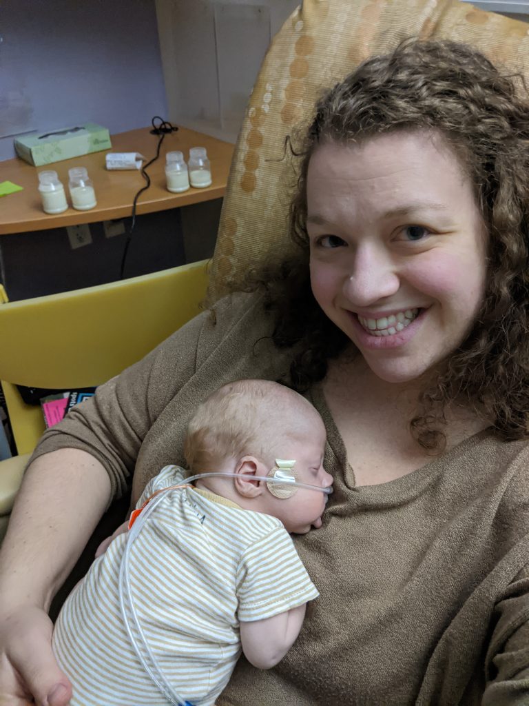 Michelle holding her baby Kallen