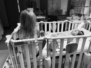 Nora and Emma in hospital bed