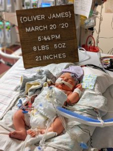 Oliver in hospital bed
