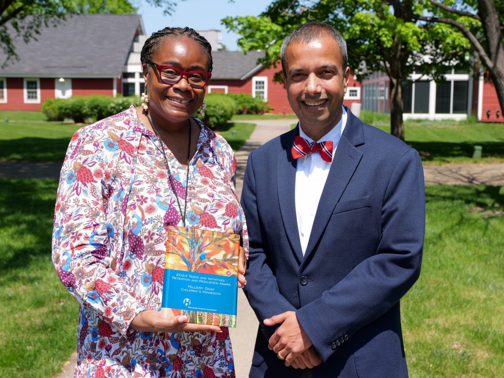 Hillery Shay and Dr. Rahul Koranne, president and CEO of the Minnesota Hospital Association.