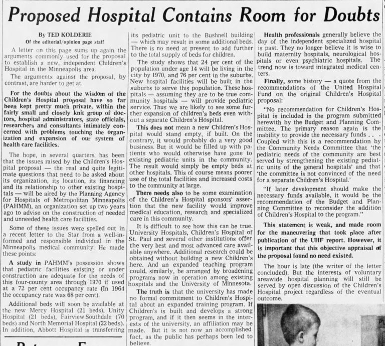 Proposed Hospital Leaves Room for Doubts article.
