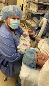 Emily, Colton and baby post C-section