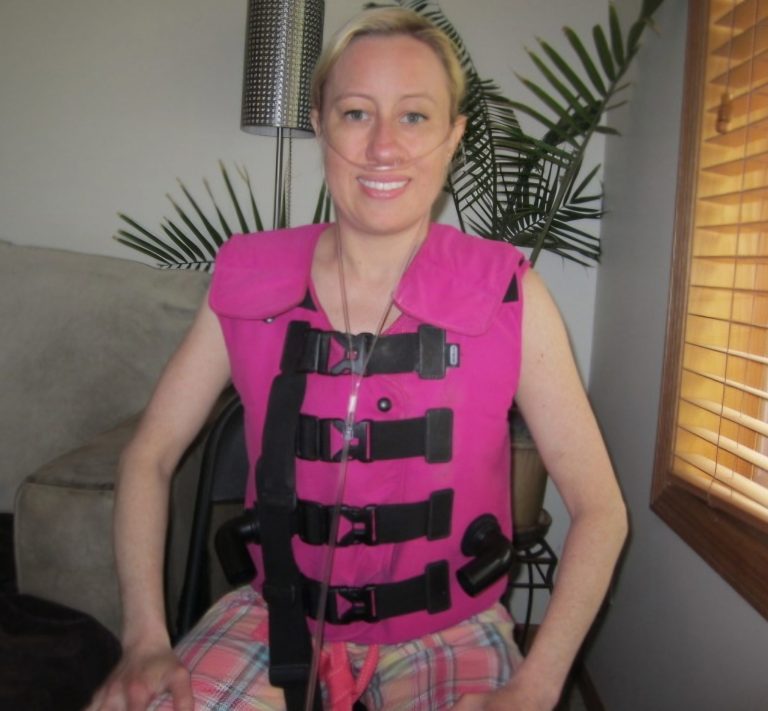 Nikki with a vest on