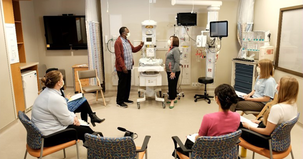 Group of people in simulation training