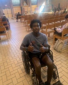 Stephen in a church at Augsburg College.