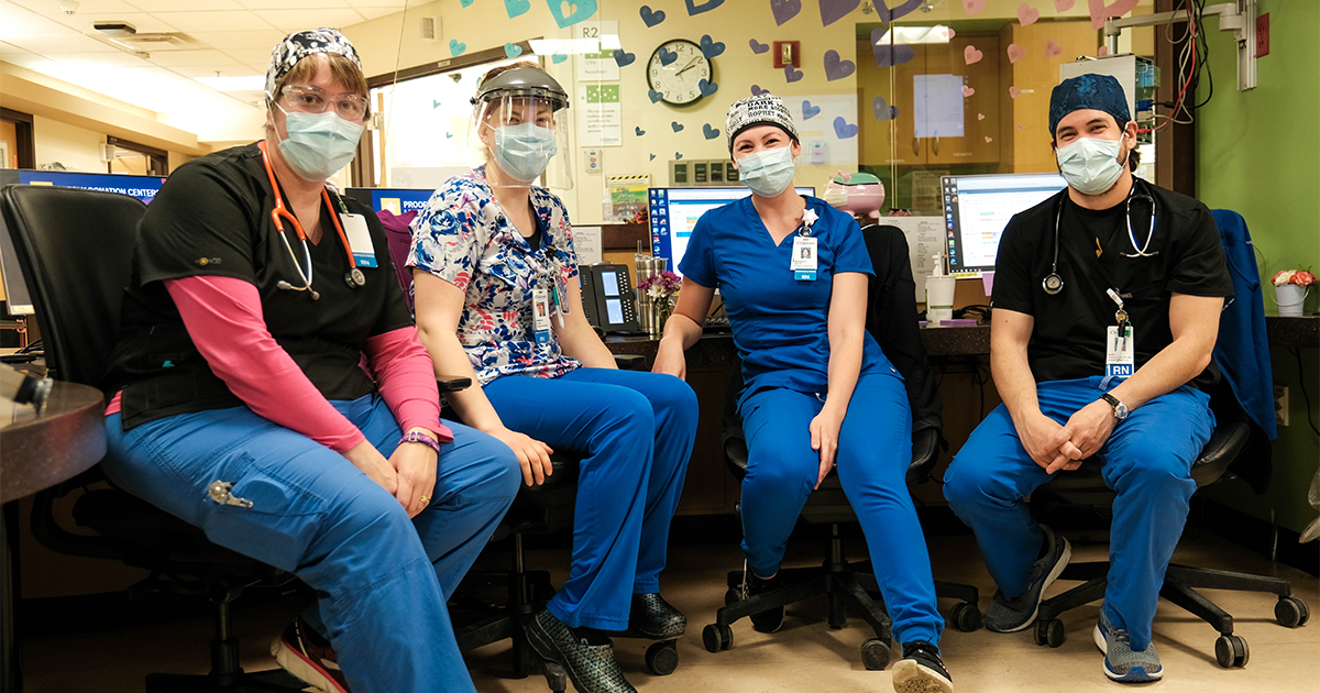 Group of four nurses in the St. Paul emergency department